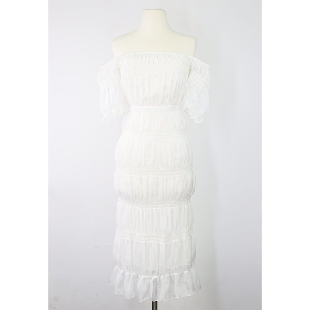 Revolve Smocked Tier Off Shoulder Sheer Maxi Dress